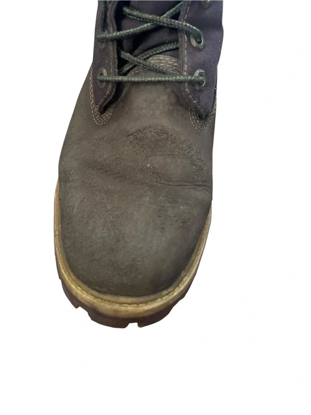 Timberland Men's Brown Suede and Dark Brown Canvas Lace-Up Boots Size 10